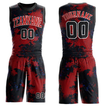 Load image into Gallery viewer, Custom Red Black-White Round Neck Sublimation Basketball Suit Jersey