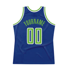 Load image into Gallery viewer, Custom Royal Neon Green-White Authentic Throwback Basketball Jersey