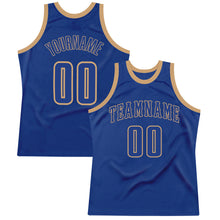 Load image into Gallery viewer, Custom Royal Royal-Old Gold Authentic Throwback Basketball Jersey