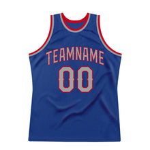 Load image into Gallery viewer, Custom Royal Silver Gray-Red Authentic Throwback Basketball Jersey
