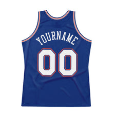 Load image into Gallery viewer, Custom Royal White-Orange Authentic Throwback Basketball Jersey