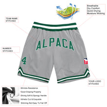 Load image into Gallery viewer, Custom Silver Gray Kelly Green-White Authentic Throwback Basketball Shorts