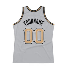 Load image into Gallery viewer, Custom Silver Gray Old Gold-Black Authentic Throwback Basketball Jersey