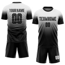 Load image into Gallery viewer, Custom White Black Sublimation Fade Fashion Soccer Uniform Jersey
