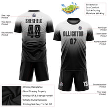 Load image into Gallery viewer, Custom White Black Sublimation Fade Fashion Soccer Uniform Jersey
