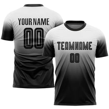 Load image into Gallery viewer, Custom White Black Sublimation Fade Fashion Soccer Uniform Jersey