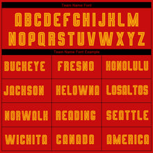 Load image into Gallery viewer, Custom Red Gold-Black Sublimation Fade Fashion Soccer Uniform Jersey