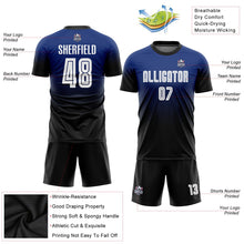 Load image into Gallery viewer, Custom Royal White-Black Sublimation Fade Fashion Soccer Uniform Jersey