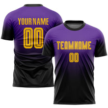 Load image into Gallery viewer, Custom Purple Gold-Black Sublimation Fade Fashion Soccer Uniform Jersey