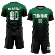 Load image into Gallery viewer, Custom Kelly Green White-Black Sublimation Fade Fashion Soccer Uniform Jersey