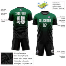 Load image into Gallery viewer, Custom Kelly Green White-Black Sublimation Fade Fashion Soccer Uniform Jersey