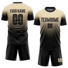 Load image into Gallery viewer, Custom Cream Black Sublimation Fade Fashion Soccer Uniform Jersey