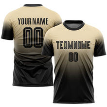 Load image into Gallery viewer, Custom Cream Black Sublimation Fade Fashion Soccer Uniform Jersey