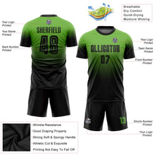 Load image into Gallery viewer, Custom Neon Green Black Sublimation Fade Fashion Soccer Uniform Jersey