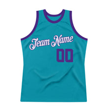 Load image into Gallery viewer, Custom Teal Purple-White Authentic Throwback Basketball Jersey