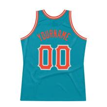 Load image into Gallery viewer, Custom Teal Orange-Silver Gray Authentic Throwback Basketball Jersey