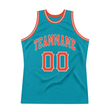 Load image into Gallery viewer, Custom Teal Orange-Silver Gray Authentic Throwback Basketball Jersey