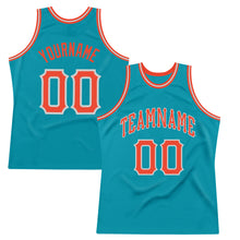 Load image into Gallery viewer, Custom Teal Orange-Silver Gray Authentic Throwback Basketball Jersey