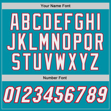 Load image into Gallery viewer, Custom Teal White-Red Authentic Throwback Basketball Jersey