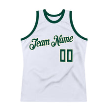 Load image into Gallery viewer, Custom White Hunter Green-Cream Authentic Throwback Basketball Jersey