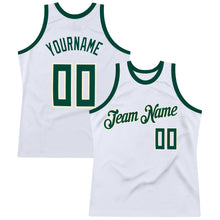 Load image into Gallery viewer, Custom White Hunter Green-Cream Authentic Throwback Basketball Jersey