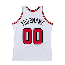 Load image into Gallery viewer, Custom White Red-Black Authentic Throwback Basketball Jersey