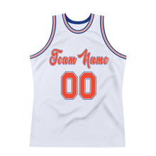 Load image into Gallery viewer, Custom White Orange-Royal Authentic Throwback Basketball Jersey