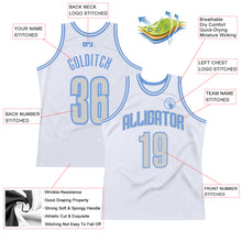 Load image into Gallery viewer, Custom White Silver Gray-Light Blue Authentic Throwback Basketball Jersey