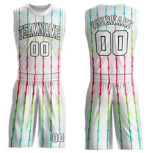 Load image into Gallery viewer, Custom White White-Red Round Neck Sublimation Basketball Suit Jersey