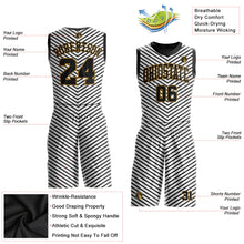 Load image into Gallery viewer, Custom White Black-Old Gold Round Neck Sublimation Basketball Suit Jersey