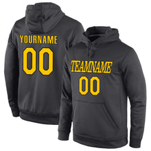 Load image into Gallery viewer, Custom Stitched Anthracite Gold-Black Sports Pullover Sweatshirt Hoodie