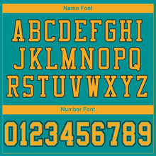 Load image into Gallery viewer, Custom Aqua Gold-Black Mesh Authentic Football Jersey