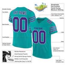 Load image into Gallery viewer, Custom Aqua Purple-White Mesh Authentic Football Jersey