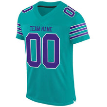 Load image into Gallery viewer, Custom Aqua Purple-White Mesh Authentic Football Jersey