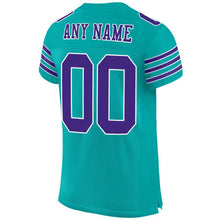 Load image into Gallery viewer, Custom Aqua Purple-White Mesh Authentic Football Jersey