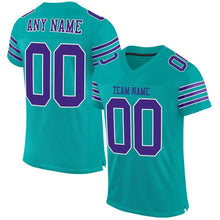 Load image into Gallery viewer, Custom Aqua Purple-White Mesh Authentic Football Jersey