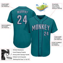 Load image into Gallery viewer, Custom Aqua Gray-Navy Authentic Baseball Jersey