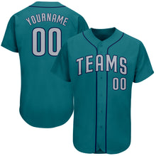 Load image into Gallery viewer, Custom Aqua Gray-Navy Authentic Baseball Jersey