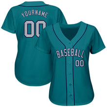 Load image into Gallery viewer, Custom Aqua Gray-Navy Authentic Baseball Jersey