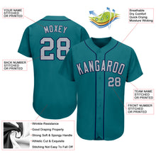 Load image into Gallery viewer, Custom Aqua Gray-Navy Authentic Baseball Jersey