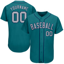 Load image into Gallery viewer, Custom Aqua Gray-Navy Authentic Baseball Jersey