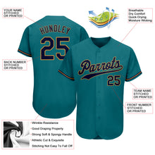 Load image into Gallery viewer, Custom Aqua Navy-Old Gold Authentic Baseball Jersey