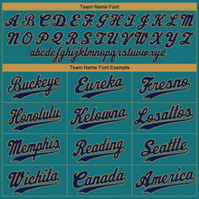 Load image into Gallery viewer, Custom Aqua Navy-Old Gold Authentic Baseball Jersey