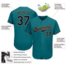 Load image into Gallery viewer, Custom Aqua Navy-Old Gold Authentic Baseball Jersey
