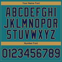 Load image into Gallery viewer, Custom Aqua Navy-Old Gold Authentic Baseball Jersey