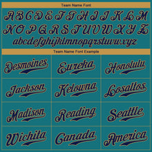 Load image into Gallery viewer, Custom Aqua Navy-Old Gold Authentic Baseball Jersey