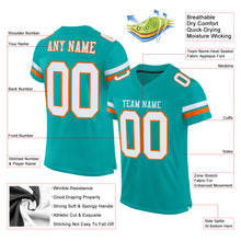 Load image into Gallery viewer, Custom Aqua White-Orange Mesh Authentic Football Jersey