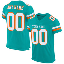 Load image into Gallery viewer, Custom Aqua White-Orange Mesh Authentic Football Jersey