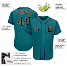 Load image into Gallery viewer, Custom Aqua Navy-Old Gold Authentic Baseball Jersey