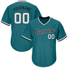 Load image into Gallery viewer, Custom Aqua White-Black Authentic Throwback Rib-Knit Baseball Jersey Shirt